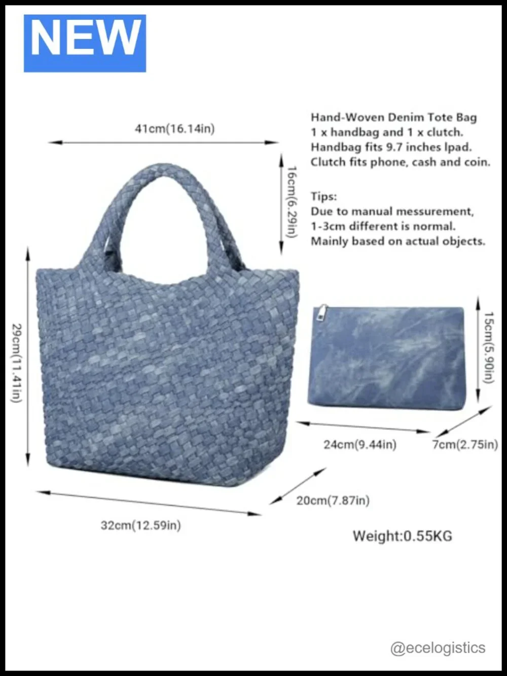 Vegan Leather Woven Shoulder Tote Handbag with Detachable Satchel Strap Handmade